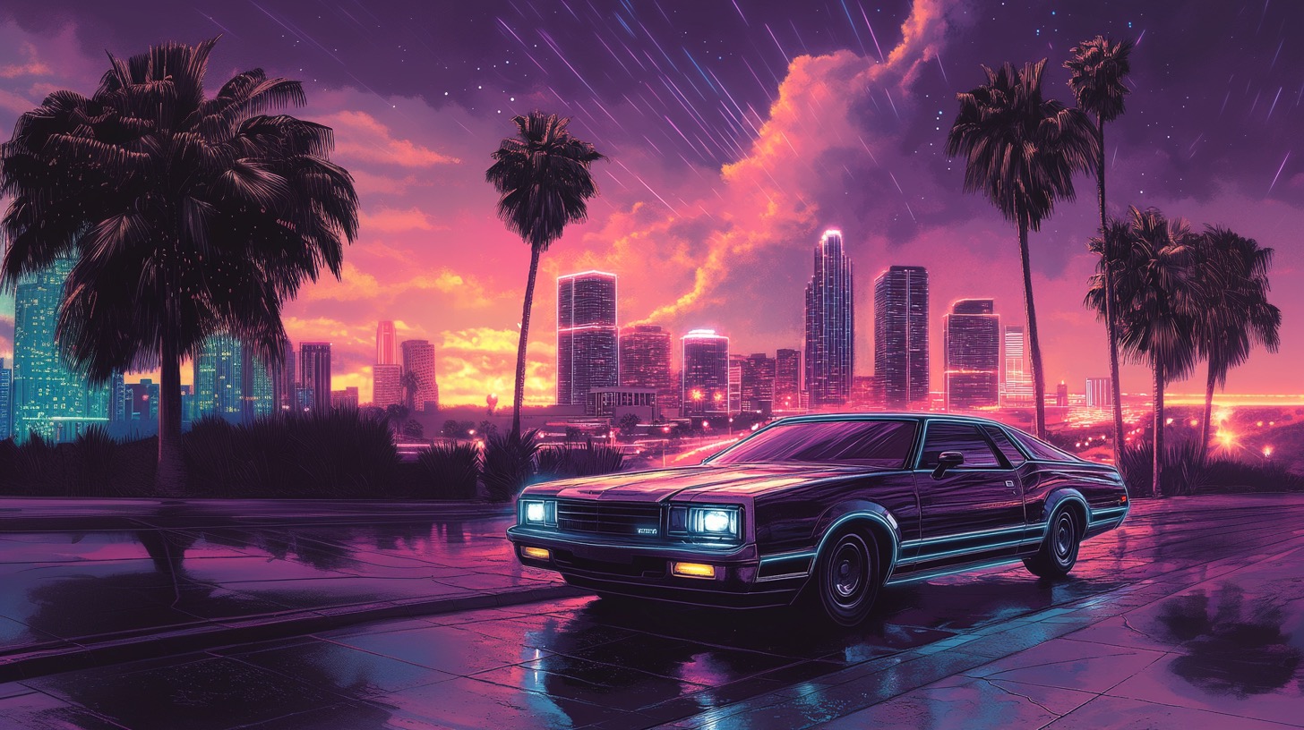 Neon Dreamscape Retro Vibes
